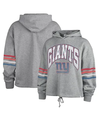 Women's '47 Brand Heather Gray Distressed New York Giants Upland Bennett Pullover Hoodie