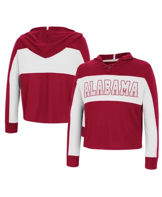 Big Girls Colosseum Crimson Alabama Tide Galooks Hoodie Lace-Up Long Sleeve T-shirt