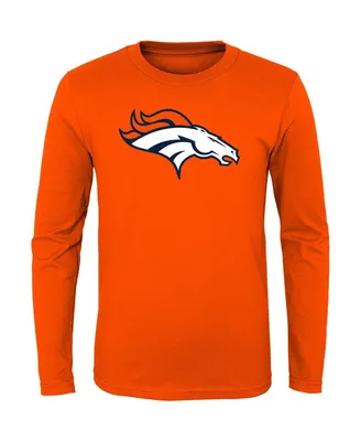 Big Boys Orange Denver Broncos Primary Logo Long Sleeve T-shirt