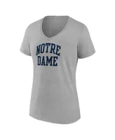 Women's Fanatics Heather Gray Notre Dame Fighting Irish Basic Arch V-Neck T-shirt