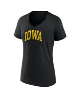 Women's Fanatics Black Iowa Hawkeyes Basic Arch V-Neck T-shirt