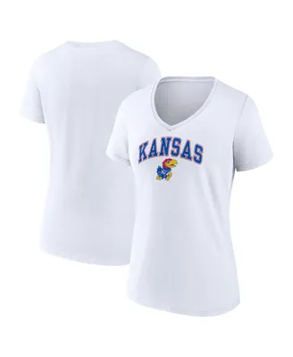 Women's Fanatics White Kansas Jayhawks Evergreen Campus V-Neck T-shirt