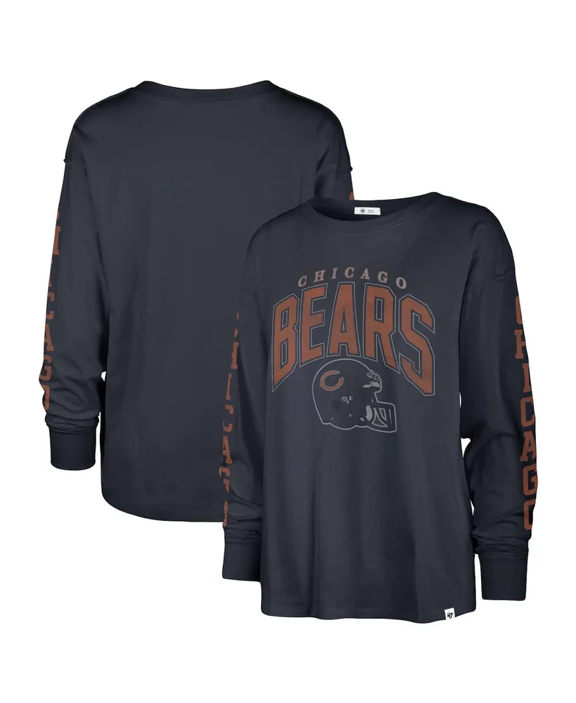 Women's '47 Brand Navy Distressed Chicago Bears Tom Cat Long Sleeve T-shirt