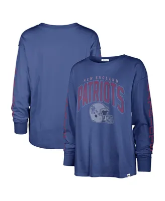 Women's '47 Brand Royal Distressed New England Patriots Tom Cat Long Sleeve T-shirt
