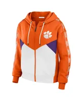 Women's Wear by Erin Andrews Orange Clemson Tigers Colorblock Full-Zip Hoodie Jacket