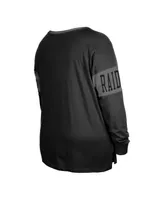 Women's New Era Black Las Vegas Raiders Plus Lace-Up Notch Neck Long Sleeve T-shirt