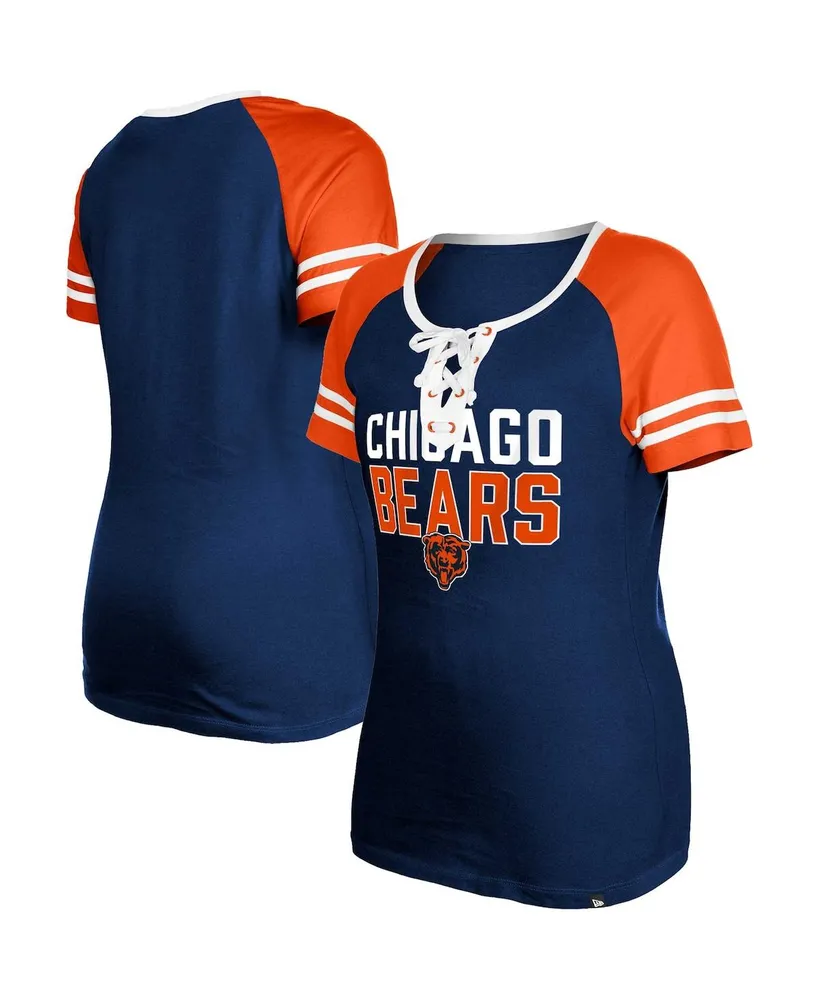 Women's New Era Navy Chicago Bears Raglan Lace-Up T-shirt