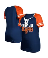 Women's New Era Navy Chicago Bears Raglan Lace-Up T-shirt