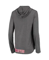 Women's Colosseum Heather Charcoal Ohio State Buckeyes My Lover Lightweight Hooded Long Sleeve T-shirt