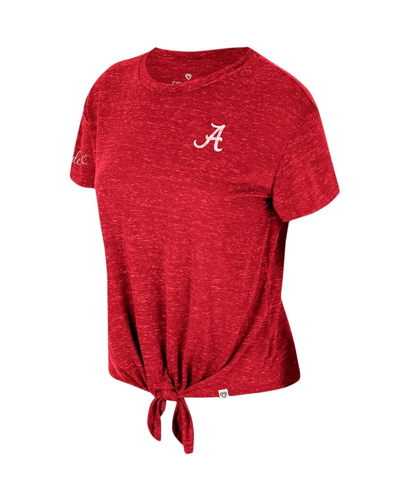 Women's Colosseum Crimson Distressed Alabama Tide Finalists Tie-Front T-shirt