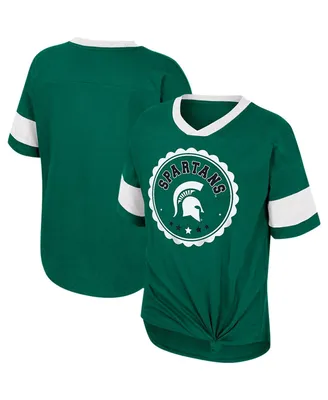 Big Girls Colosseum Green Michigan State Spartans Tomika Tie-Front V-Neck T-shirt