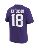 Youth Boys and Girls Nike Justin Jefferson Purple Minnesota Vikings Player Name Number T-shirt