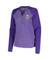 Women's Antigua Purple Minnesota Vikings Maverick Waffle Henley Long Sleeve T-shirt