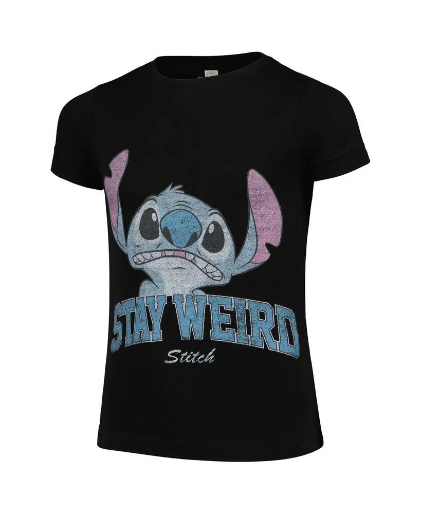 Big Girls Mad Engine Black Lilo and Stitch Stay Weird T-shirt