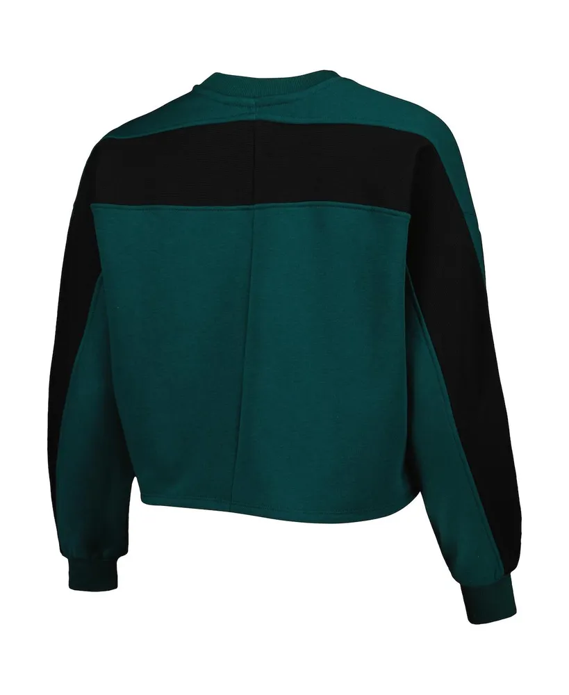 Women's Gameday Couture Green Michigan State Spartans Back To Reality Colorblock Pullover Sweatshirt