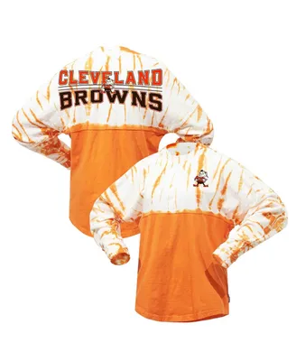 Women's Fanatics Orange Distressed Cleveland Browns Vintage-Like Bamboo Spirit Jersey Long Sleeve T-shirt