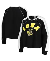 Women's Gameday Couture Black Iowa Hawkeyes Blindside Raglan Cropped Pullover Sweatshirt