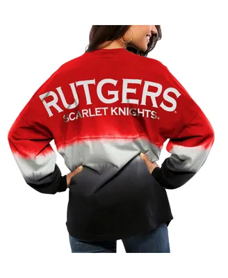 Women's Scarlet Rutgers Scarlet Knights Ombre Long Sleeve Dip-Dyed Spirit Jersey