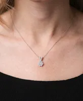 Diamond Flower Cluster Pendant Necklace (1 ct. t.w.) in 14k White Gold, 16" + 4" extender, Created for Macy's