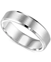 Men's Comfort Fit Brushed Finish Bevel Edge Wedding Band Platinum