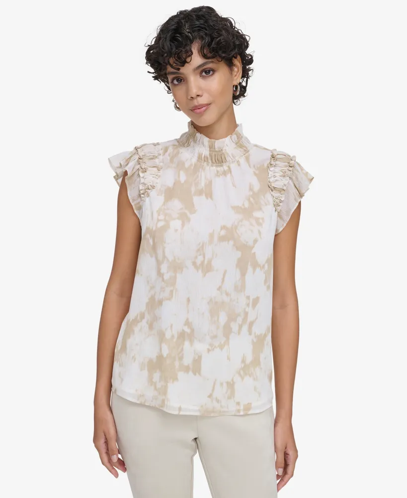 Calvin Klein Floral V-Neck Sleeveless Top - Macy's