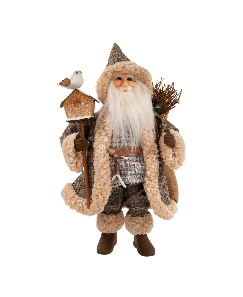 Kurt Adler 18" Rustic Glam Santa Holding Birdhouse