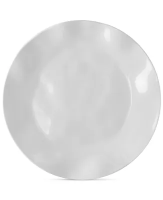 Q Squared Ruffle White Melamine Dinner Plates, Set of 4