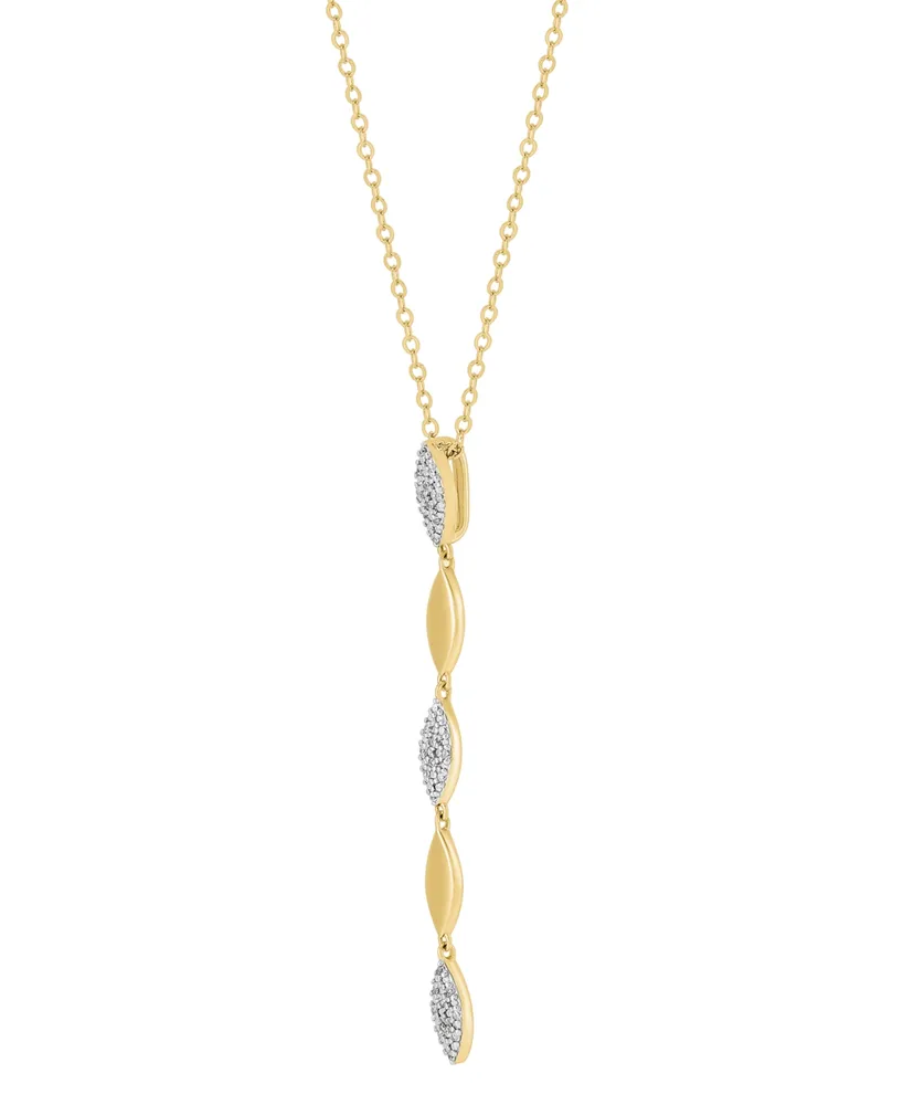 Diamond Cluster Lariat Necklace (1/10 ct. t.w.) in 14k Gold-Plated Sterling Silver, 16" + 2" extender - Gold