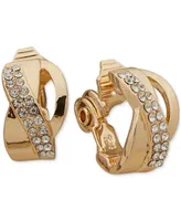 Anne Klein Gold-Tone Crystal Twisted Stud Clip On Earrings