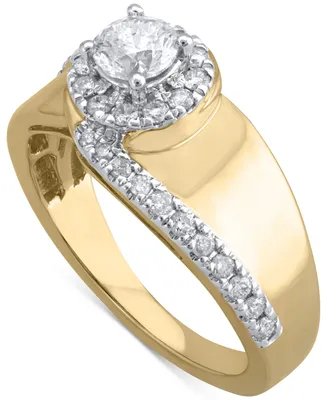 Diamond Halo Engagement Ring (3/4 ct. t.w.) in 14k Two-Tone Gold