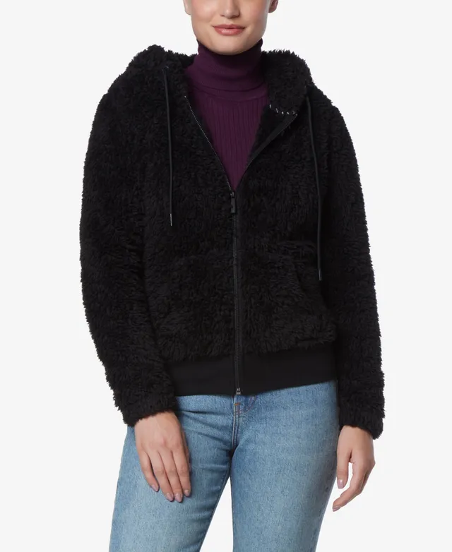 Marc New York Women's Ultra Soft Faux Fur Hooded Zip Up - Macy's