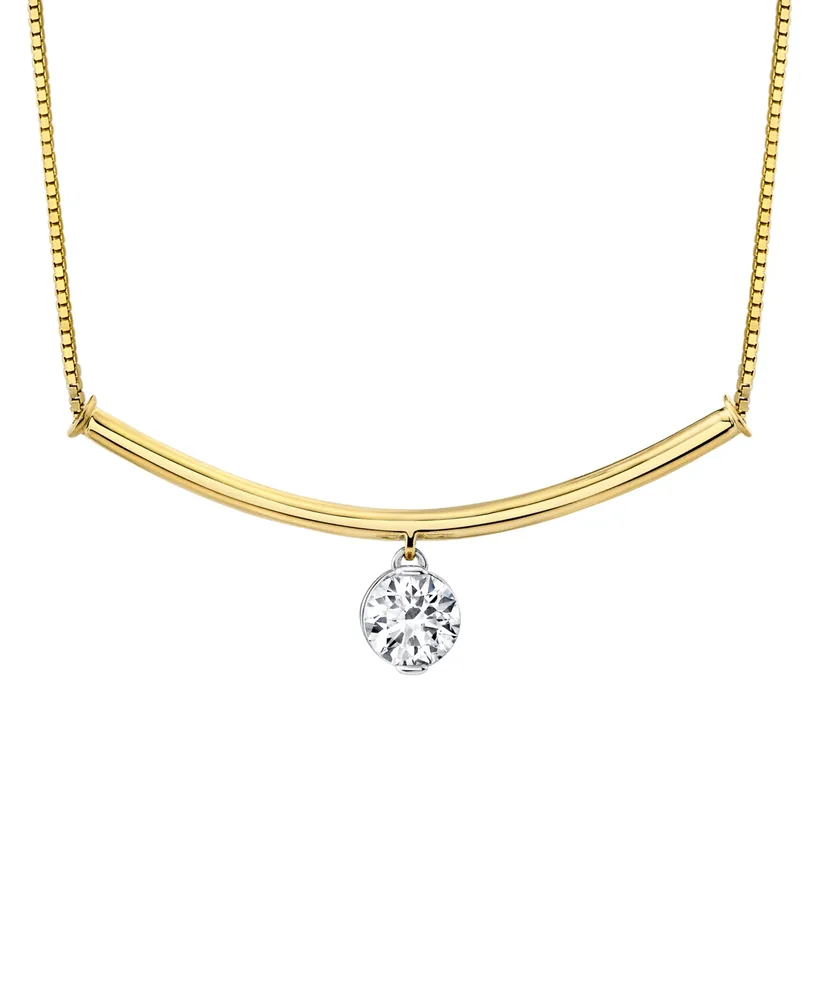 Sirena Diamond Dangle Curved Bar 18" Pendant Necklace (5/8 ct. t.w.) in 14k Two-Tone Gold - Two