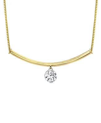 Sirena Diamond Dangle Curved Bar 18" Pendant Necklace (5/8 ct. t.w.) in 14k Two-Tone Gold - Two