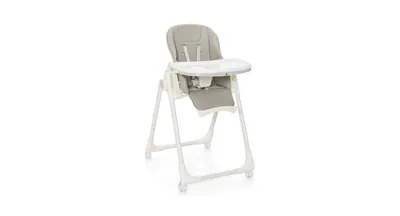 Folding High Chair with Height Adjustment and 360° Rotating Wheels