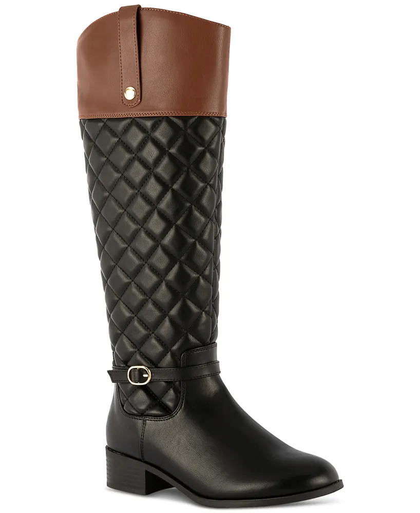 Karen Scott Stancee Quilted Buckled Riding Boots, Created for Macys