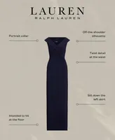 Lauren Ralph Women's Jersey Off-the-Shoulder Side-Slit Column Gown