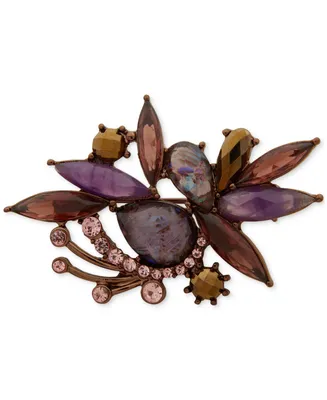 Anne Klein Gold-Tone Mixed Stone Cluster Flower Pin