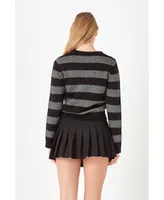 Women's Mixed Lurex Stripe Knit Top