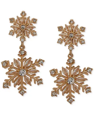 lonna & lilly Gold-Tone Crystal Snowflake Double Drop Earrings