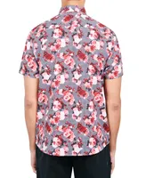 Society of Threads Men's Slim-Fit Non-Iron Performance Stretch Floral Button-Down Shirt