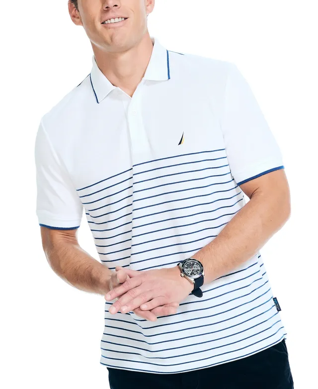 Nautica Men's Navtech Classic-Fit Moisture-Wicking Stripe Performance Polo  Shirt