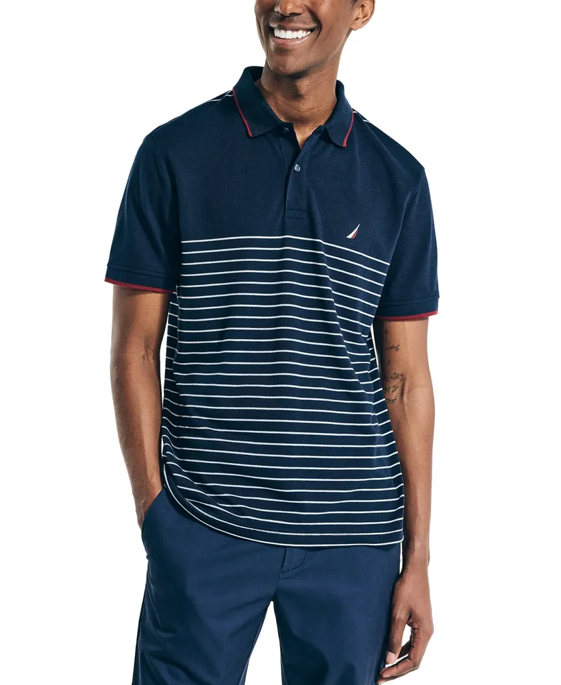 Nautica Men's Navtech Classic-Fit Moisture-Wicking Stripe Performance Polo  Shirt