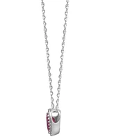 Ruby (3/4 ct. tw.) & Diamond (1/10 ct. t.w.) Pear Halo Pendant Necklace in 14k White Gold, 16" + 2" extender