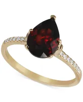 Garnet (2 ct. t.w.) & Diamond (1/10 ct. t.w.) Pear Ring in 14k Gold