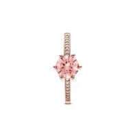 Pandora Cubic Zirconia Moments Pink Sparkling Crown Solitaire Ring
