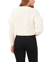 1.state Women's Fringe Sleeve Cable Knit Sweater