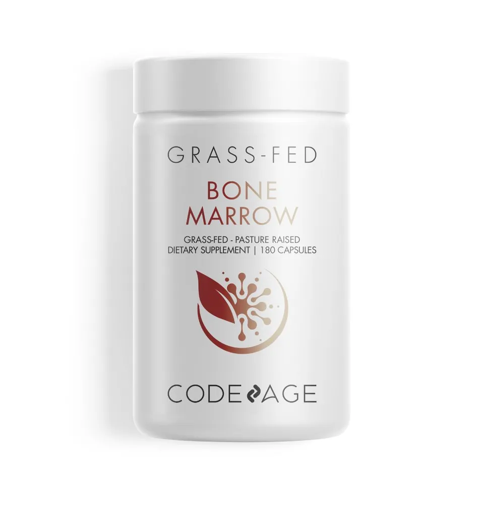 Codeage Grass-Fed Bone Marrow, Bovine Whole Bone Extract, Freeze Dried, Non-Defatted, Desiccated, 180 ct