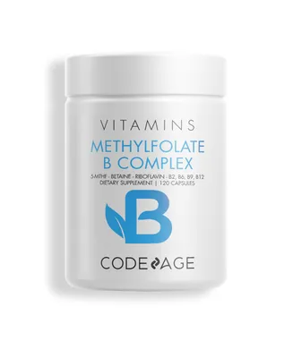 Codeage Methylfolate B Complex, Folate & Riboflavin, Vitamins B6 & B12, 5 Mthf, Betaine, 120 ct