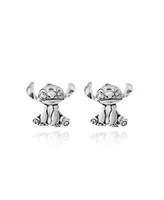 Disney Womens Lilo & Stitch Silver Plated Stitch Stud Earrings