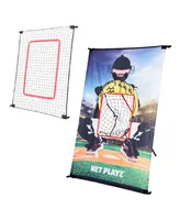 Net Playz Baseball Combo, Junior Baseball, Softball Trainer Combo, Pitchback Rebounder Net and Pitching Target Panel with Carry Bag, 3' x 5'